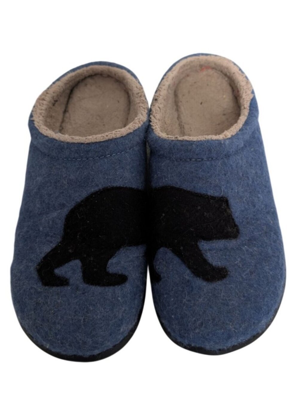 L.L. Bean Women's 9 Blue Wool Bear Daybreak Scuffs Slippers Mules Cabincore